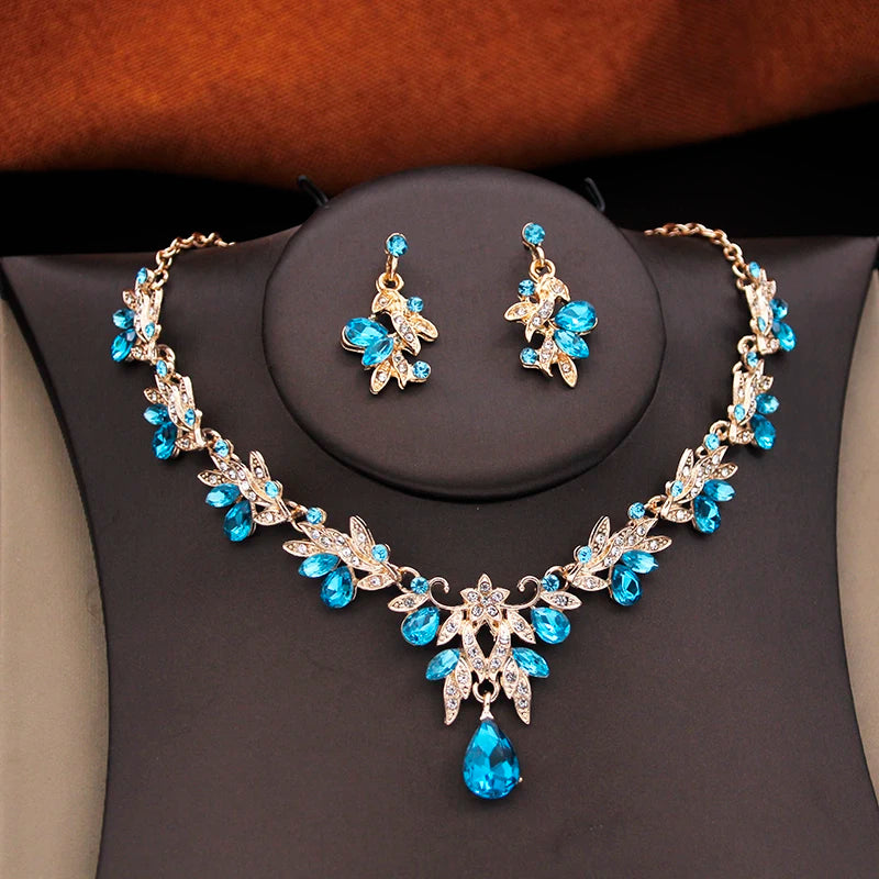 Ocean Royalty - Blue Crystal Wedding Tiara & Bridal Set
