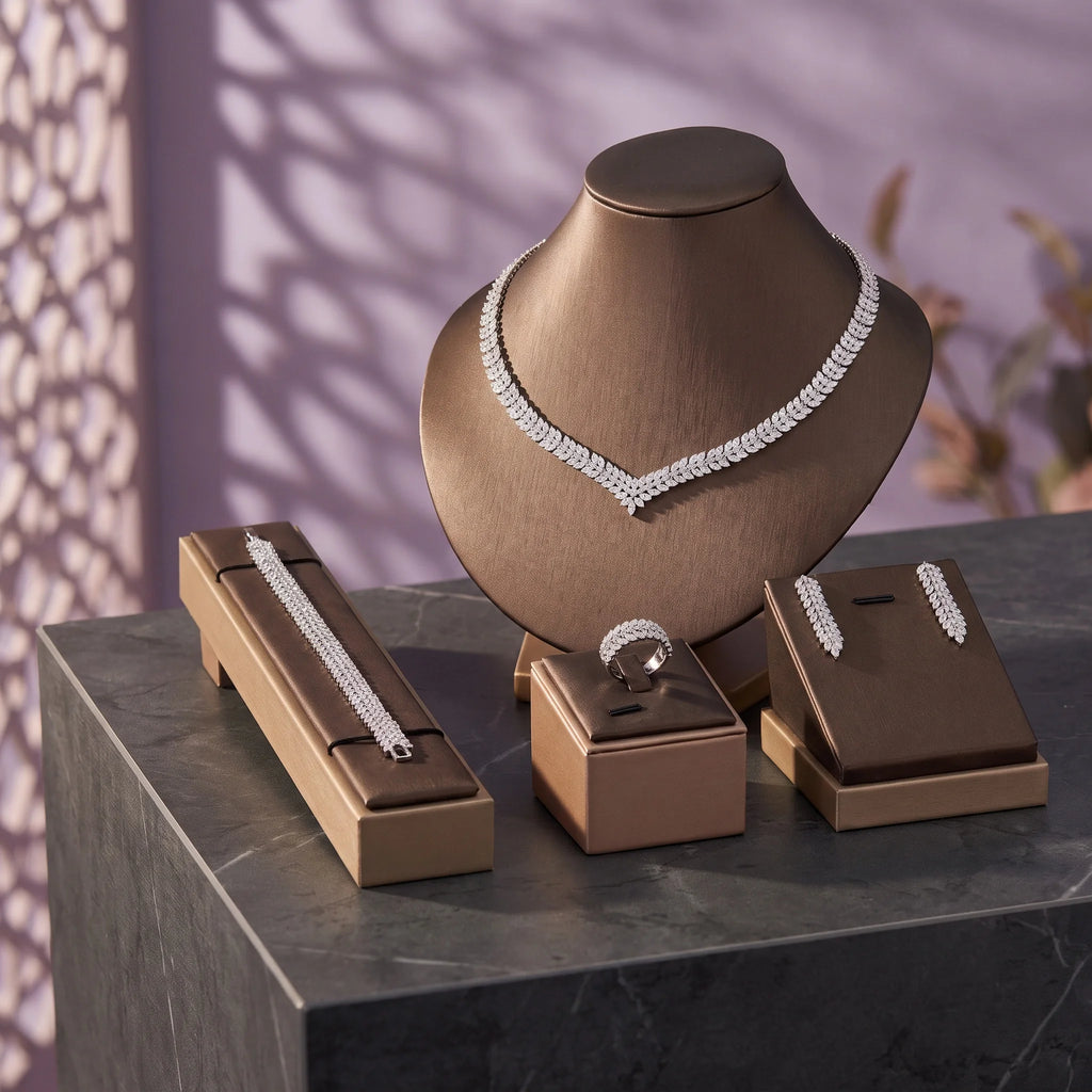 The Imperial Riviera: 4-Piece Dubai V-Contour Diamond Bridal Set