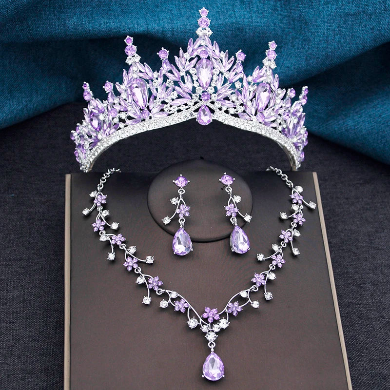 Baroque Royalty - Champagne Crystal Wedding Tiara & Bridal Set