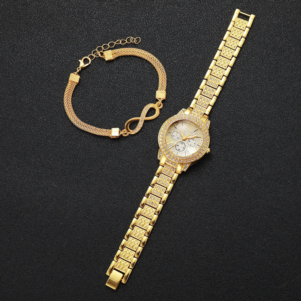 The Imperial Infinity: 24K Gold-Plated Watch & Charm Bracelet Set