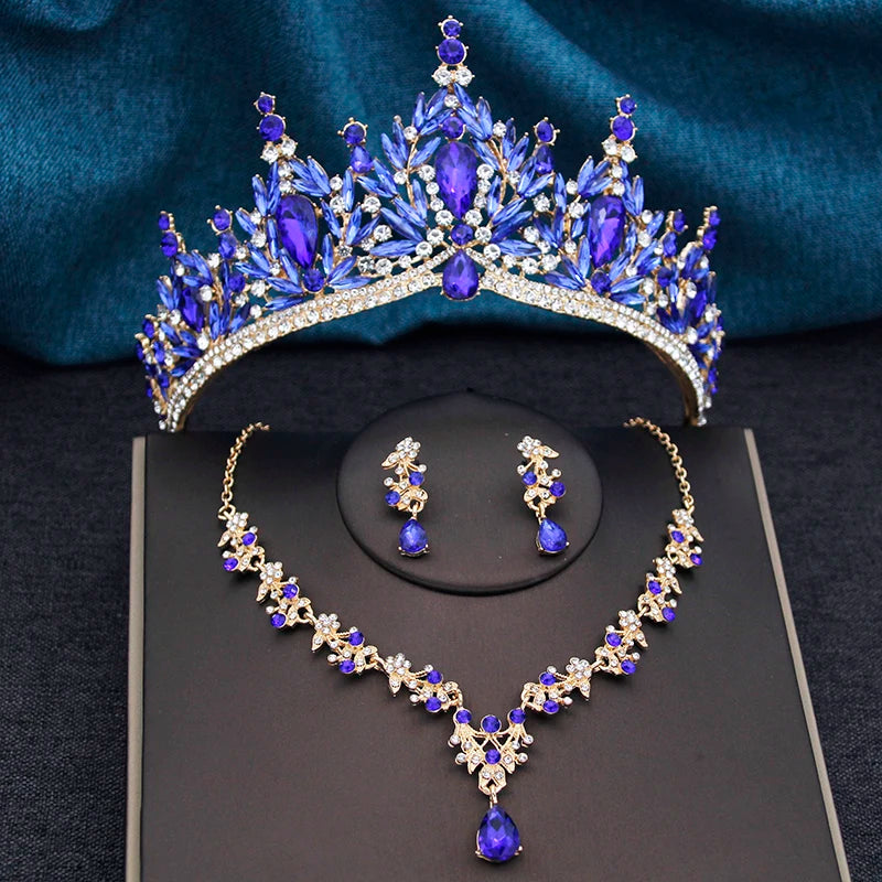 Blush Royalty - Pink Crystal Wedding Tiara & Bridal Set