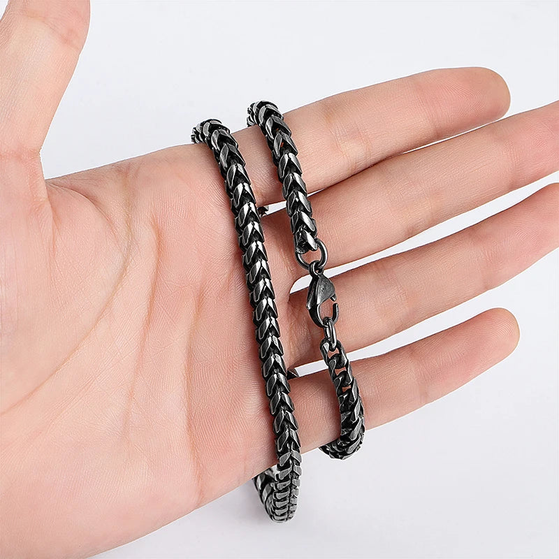 Men's Matte Black Franco Braided Chain Necklace