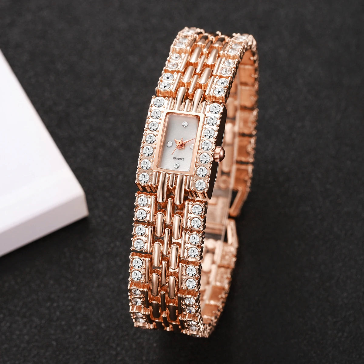 Luxury Rhinestone Rectangle Women Watches Fashion Ladies Bracelet Wristwatch Reloj Mujer Girls Clock Gift (Without Box)