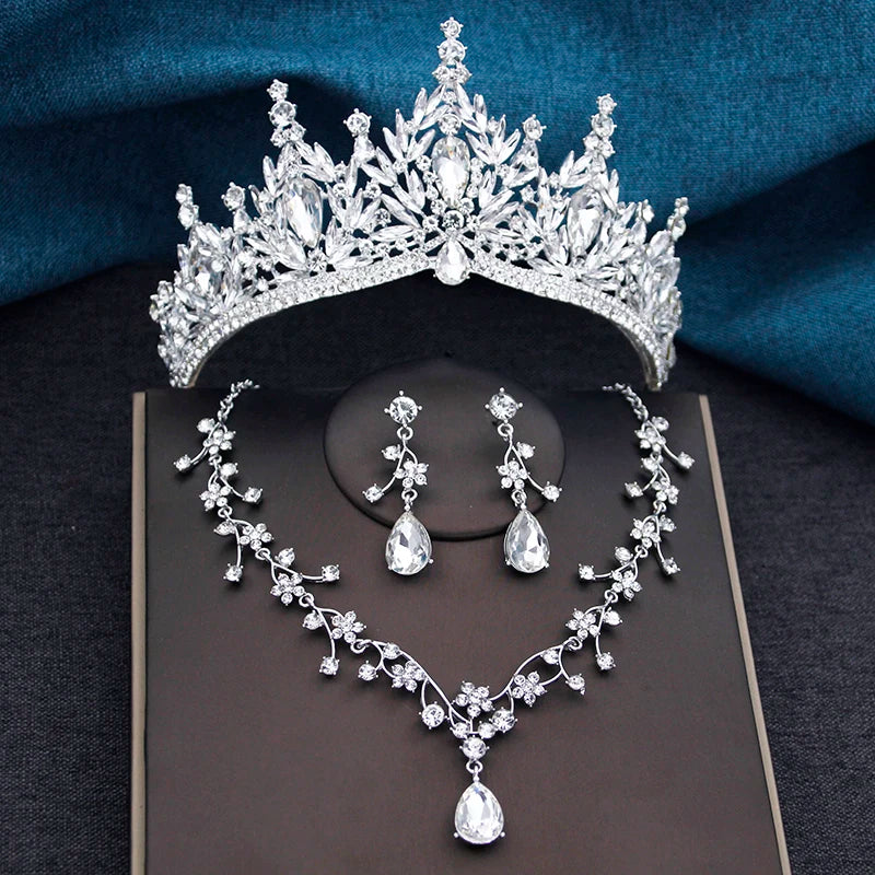 Baroque Royalty - Champagne Crystal Wedding Tiara & Bridal Set