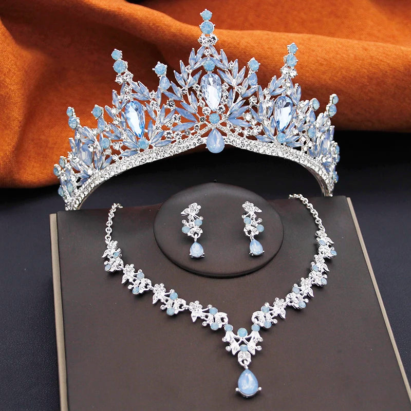 Royal Cascade - Water Drop Crystal Wedding Tiara & Bridal Set