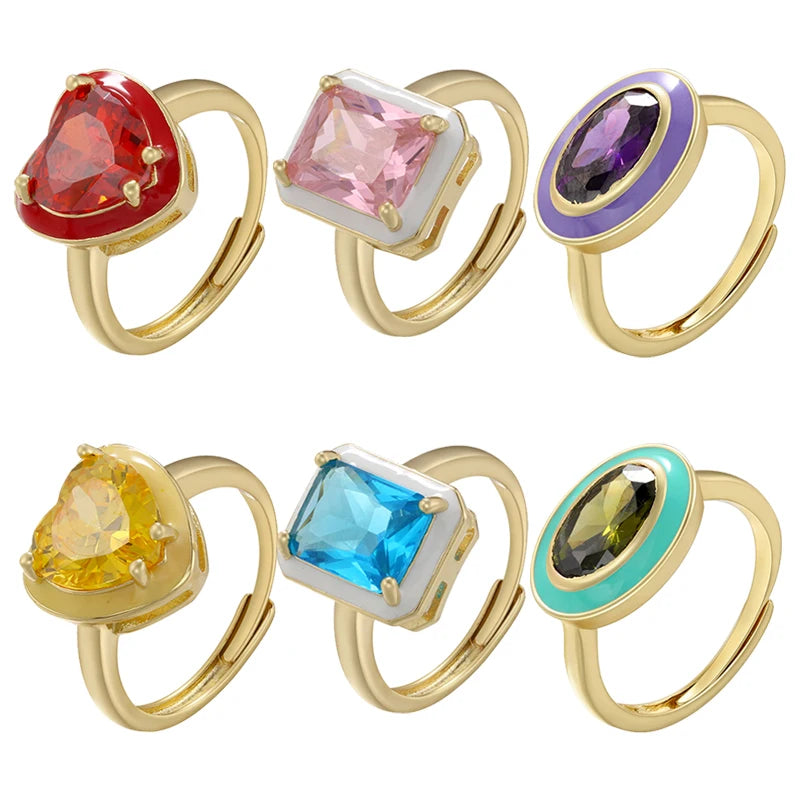 Chroma Gem - 18K Gold Plated Enamel Stack Ring