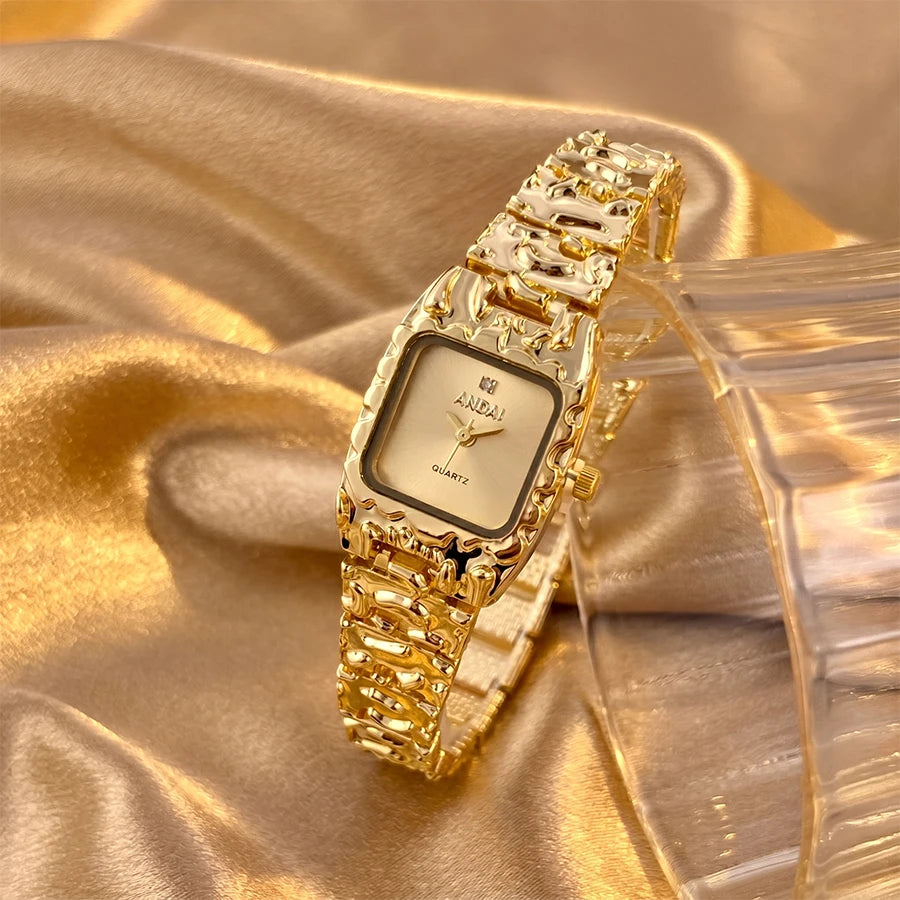 Vintage Gold Watch with Jam Tangan Wanita and Jewelry Set For Women Gift