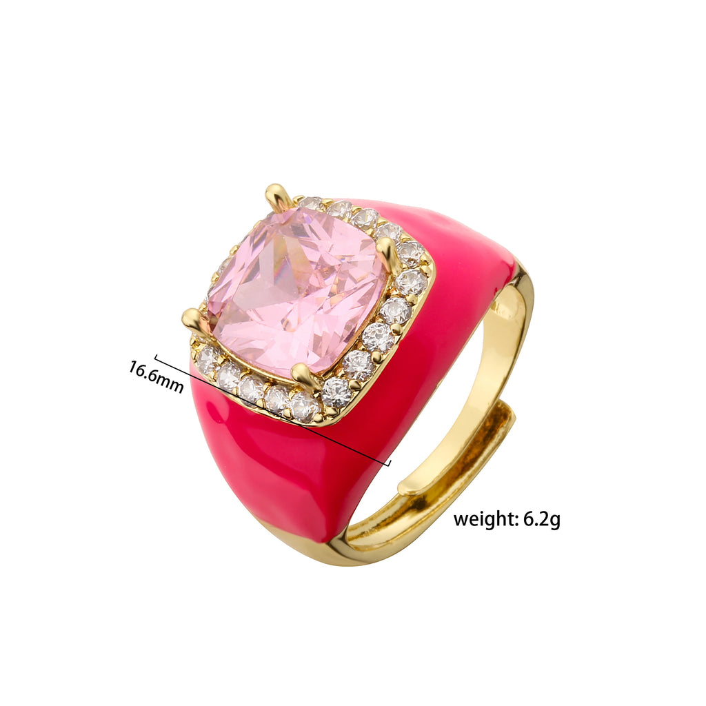 Candy Glaze - 18K Gold Plated Enamel Signet Ring
