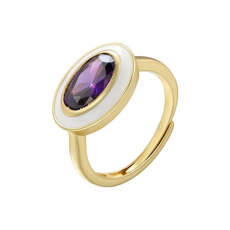 Chroma Gem - 18K Gold Plated Enamel Stack Ring
