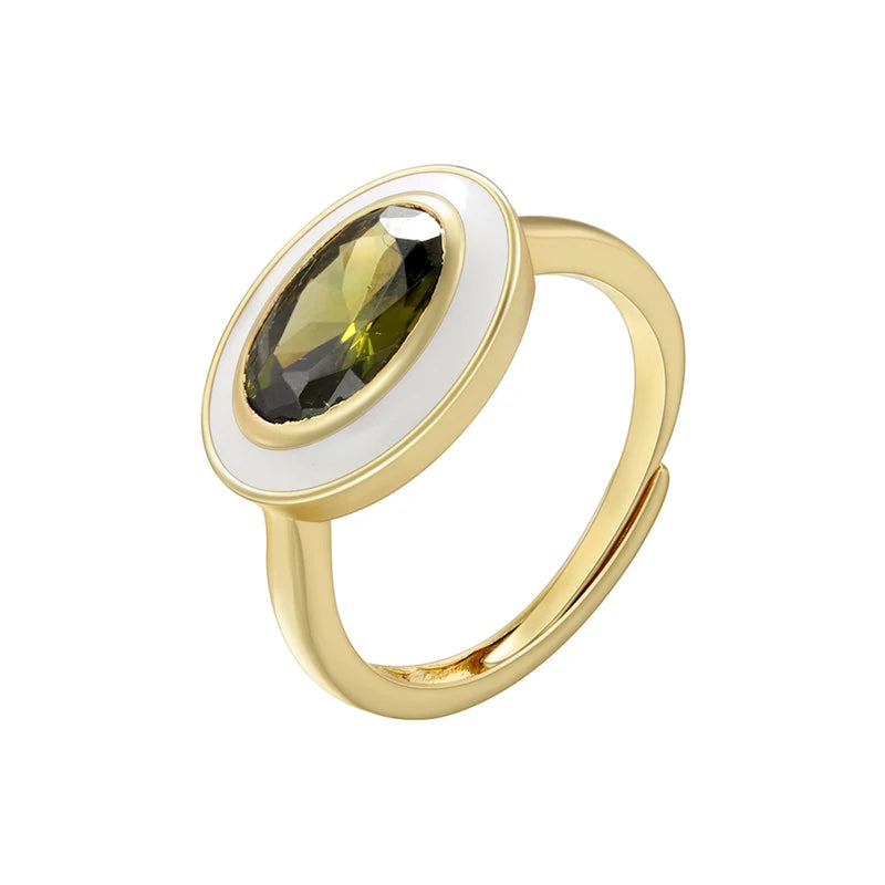 Chroma Gem - 18K Gold Plated Enamel Stack Ring