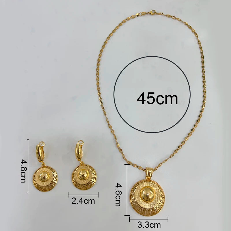 The Cleopatra Sunburst 18K Gold Plated Bridal Pendant Set