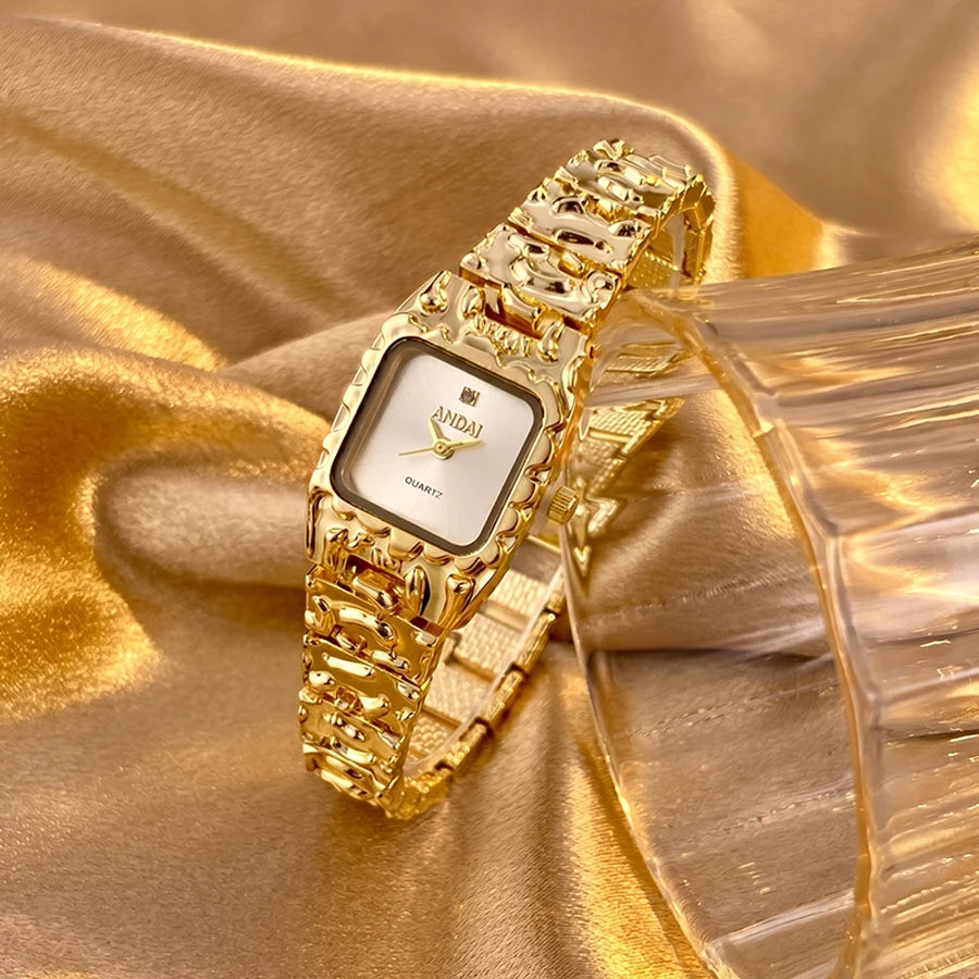 Vintage Gold Watch with Jam Tangan Wanita and Jewelry Set For Women Gift