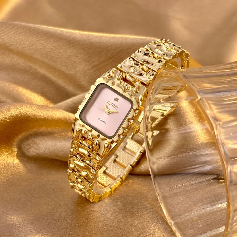 Vintage Gold Watch with Jam Tangan Wanita and Jewelry Set For Women Gift