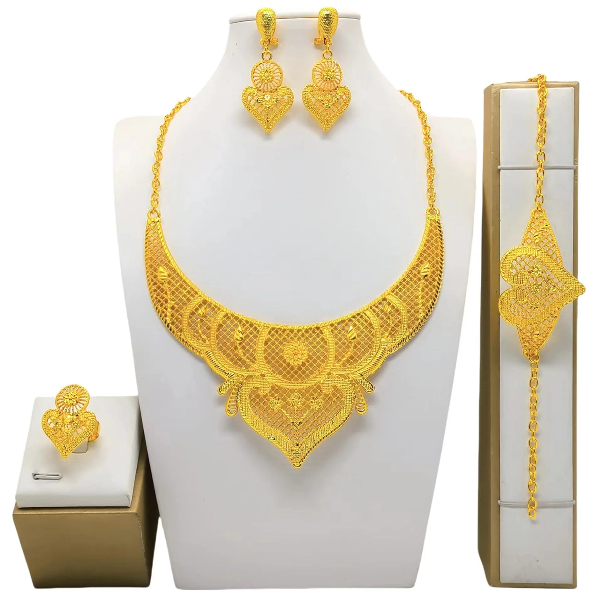 The Royal Emerald of Dubai: 24K Gold-Plated Bridal Couture Set