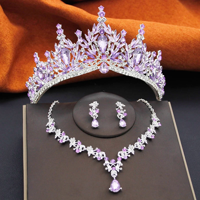 Royal Cascade - Water Drop Crystal Wedding Tiara & Bridal Set