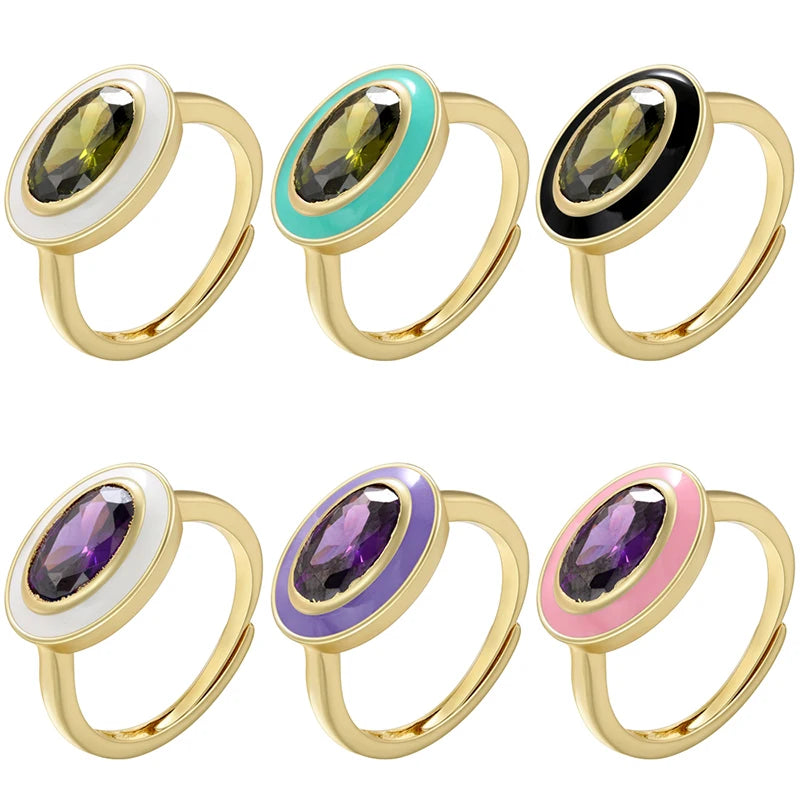 Chroma Gem - 18K Gold Plated Enamel Stack Ring