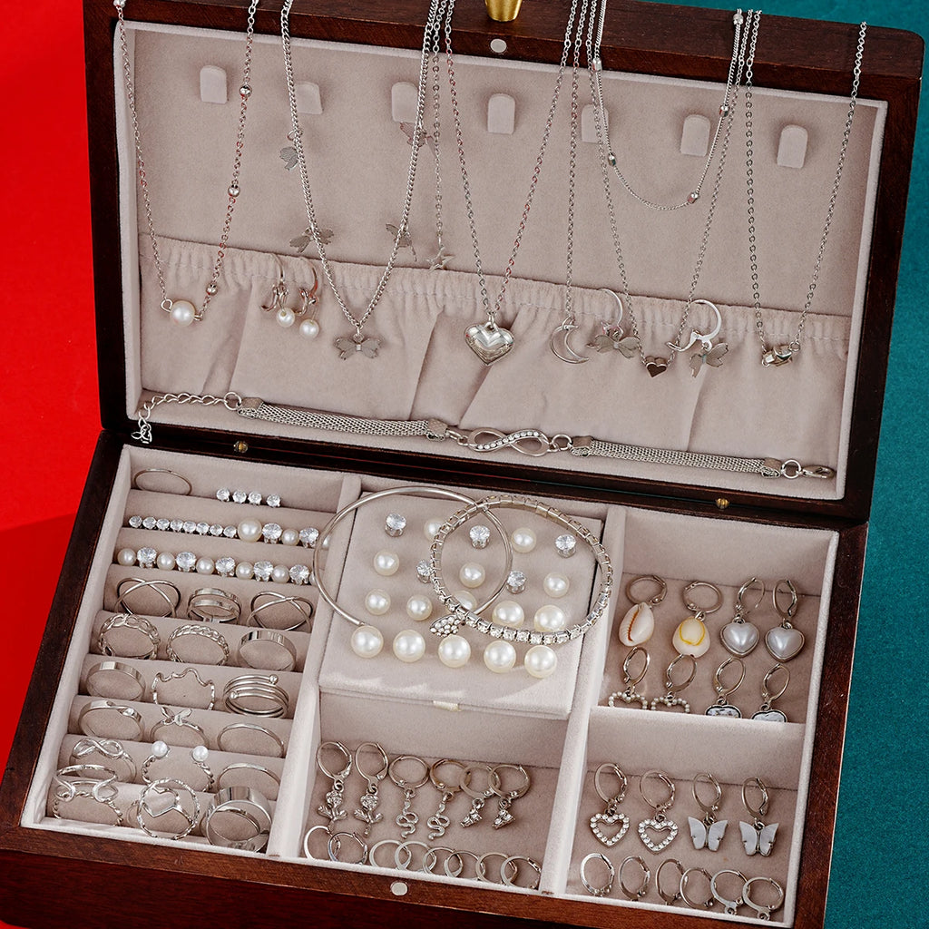 The Imperial Grace: 73-Piece Pearl, Heart & Crystal Jewelry Trunk Set