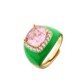 Candy Glaze - 18K Gold Plated Enamel Signet Ring