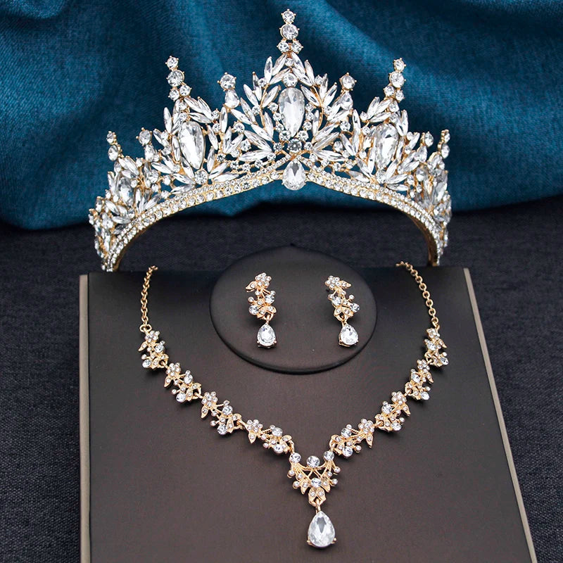 Blush Royalty - Pink Crystal Wedding Tiara & Bridal Set