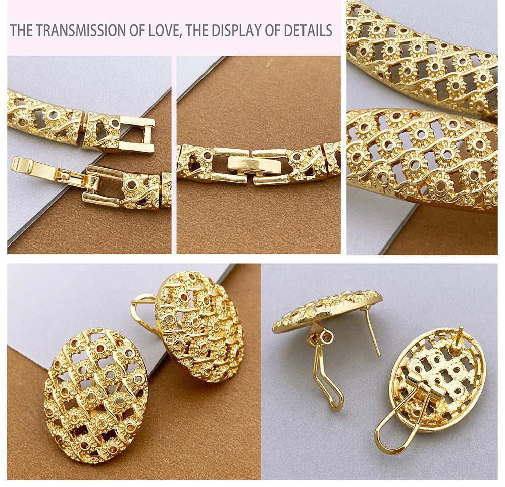 Dubai Luxury 4-Piece 18K Gold Plated Jewelry Set