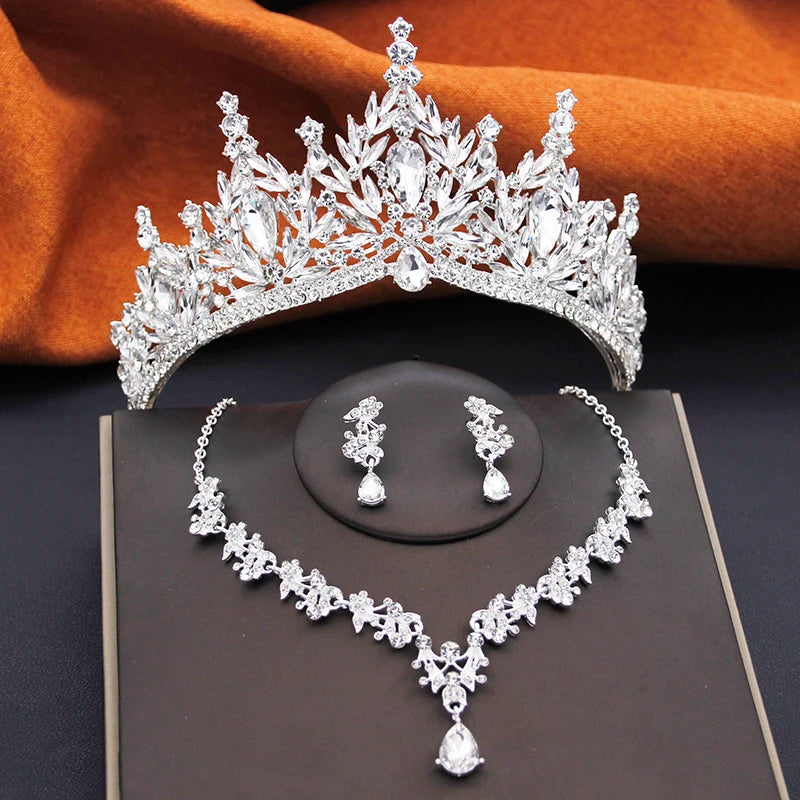 Royal Cascade - Water Drop Crystal Wedding Tiara & Bridal Set