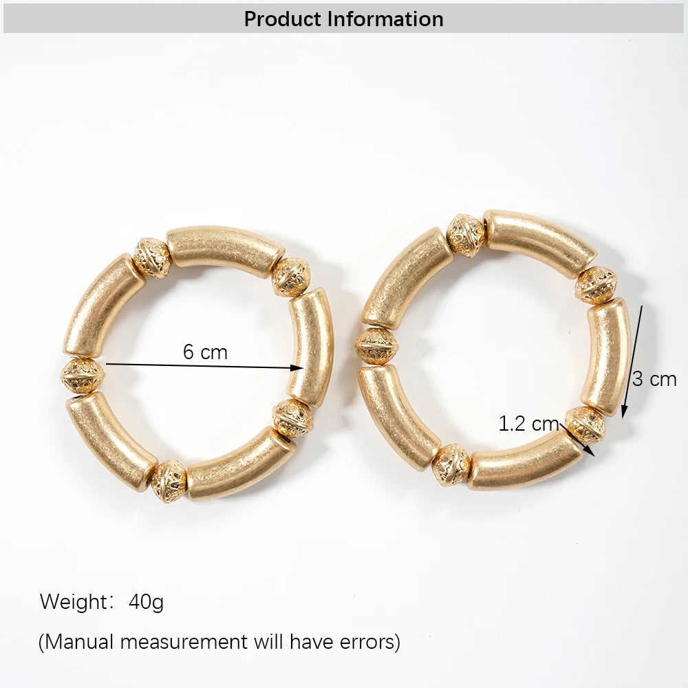 Architectural Ribbed Chunky Choker Set | Matte Gold Curved Tube Collar Necklace & Stacked Bangle