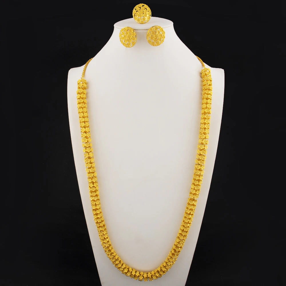 Dubai Luxury 24K Gold Plated Braided Jewelry Set