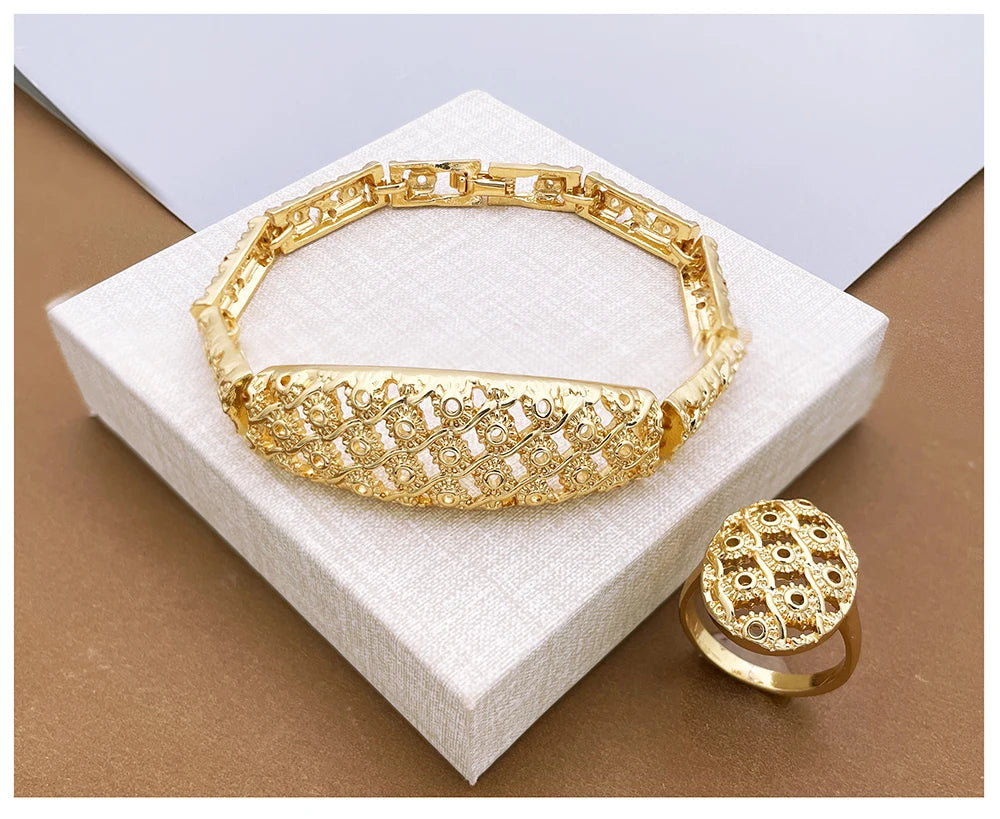 Dubai Luxury 4-Piece 18K Gold Plated Jewelry Set