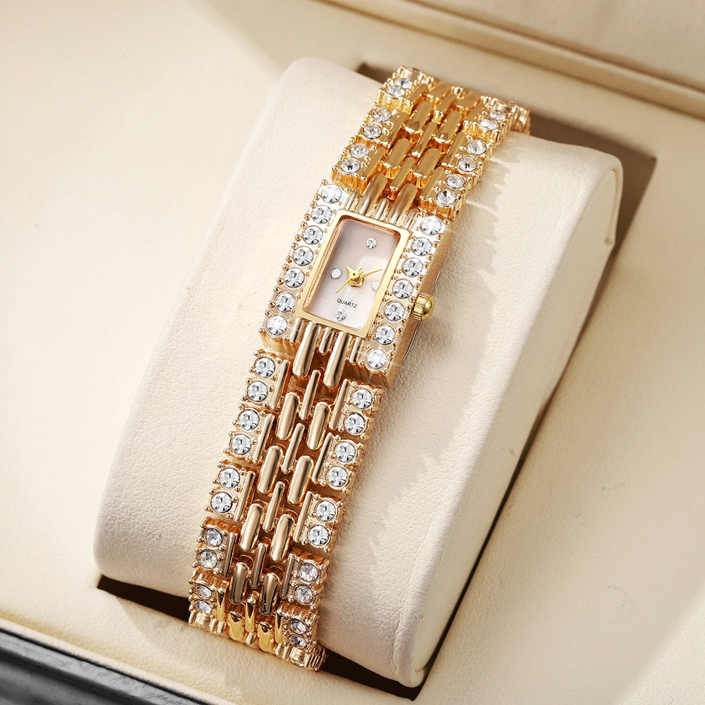 Luxury Rhinestone Rectangle Women Watches Fashion Ladies Bracelet Wristwatch Reloj Mujer Girls Clock Gift (Without Box)