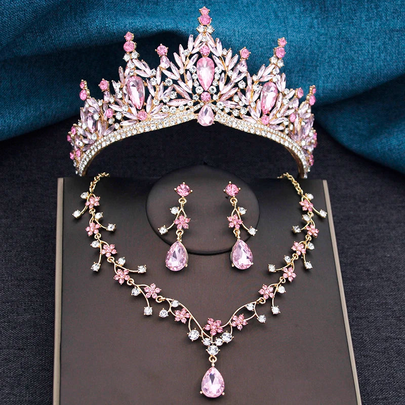 Baroque Royalty - Champagne Crystal Wedding Tiara & Bridal Set