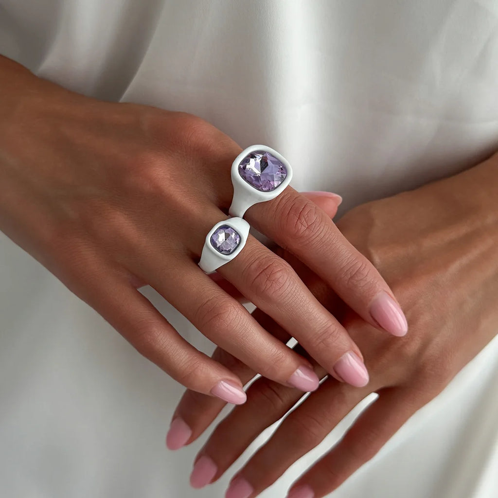 Pastel Dreams - 2-Piece Sparkling Chunky Ring Set