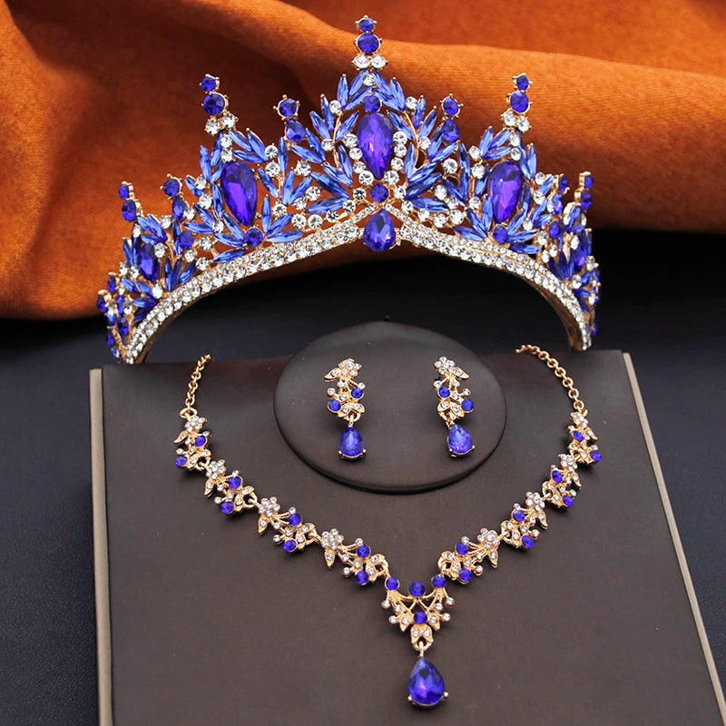 Royal Cascade - Water Drop Crystal Wedding Tiara & Bridal Set