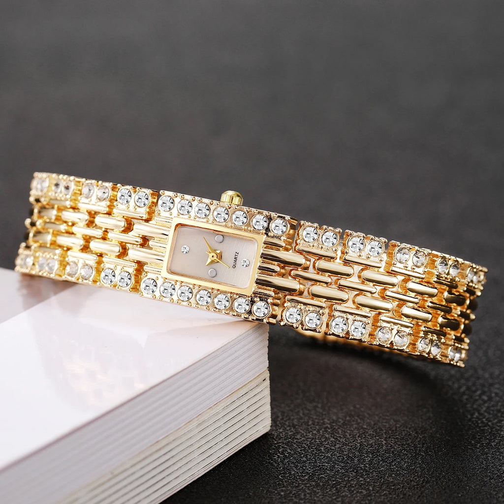 Luxury Rhinestone Rectangle Women Watches Fashion Ladies Bracelet Wristwatch Reloj Mujer Girls Clock Gift (Without Box)