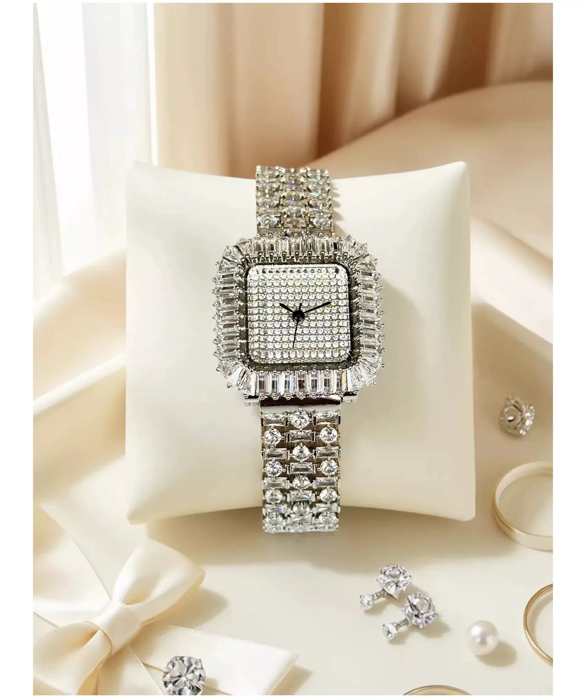 The Imperial Marquise: Slender Square Diamond Bracelet Watch