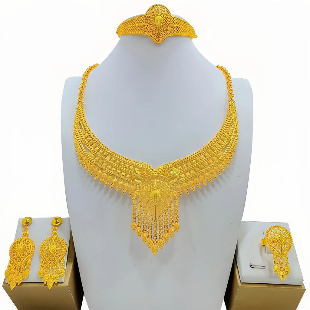 The Royal Emerald of Dubai: 24K Gold-Plated Bridal Couture Set