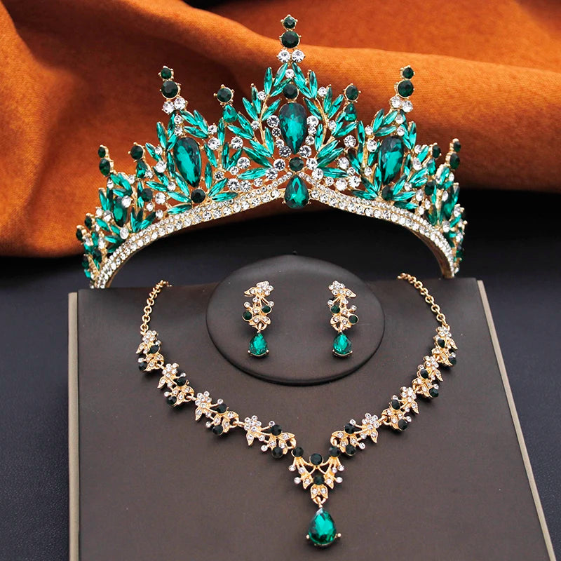 Royal Cascade - Water Drop Crystal Wedding Tiara & Bridal Set