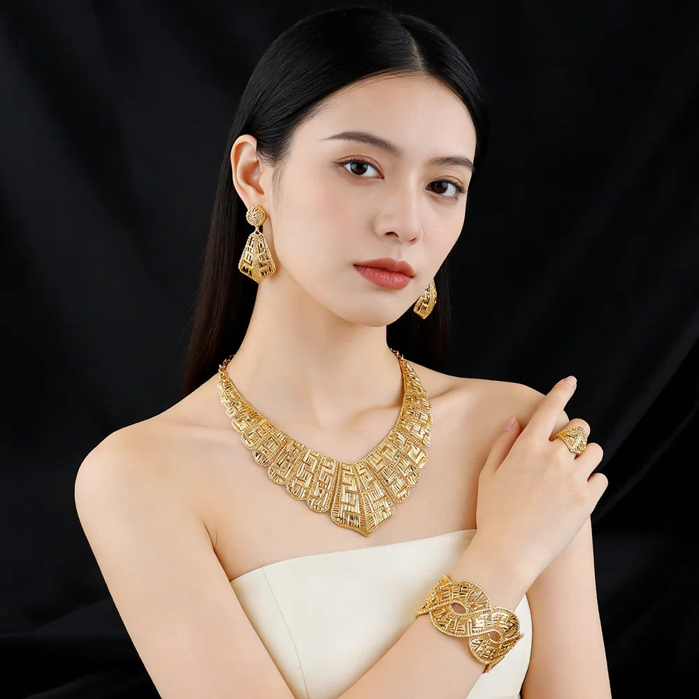 The Olympian Maze: 18K Gold-Plated Structured Motif Set