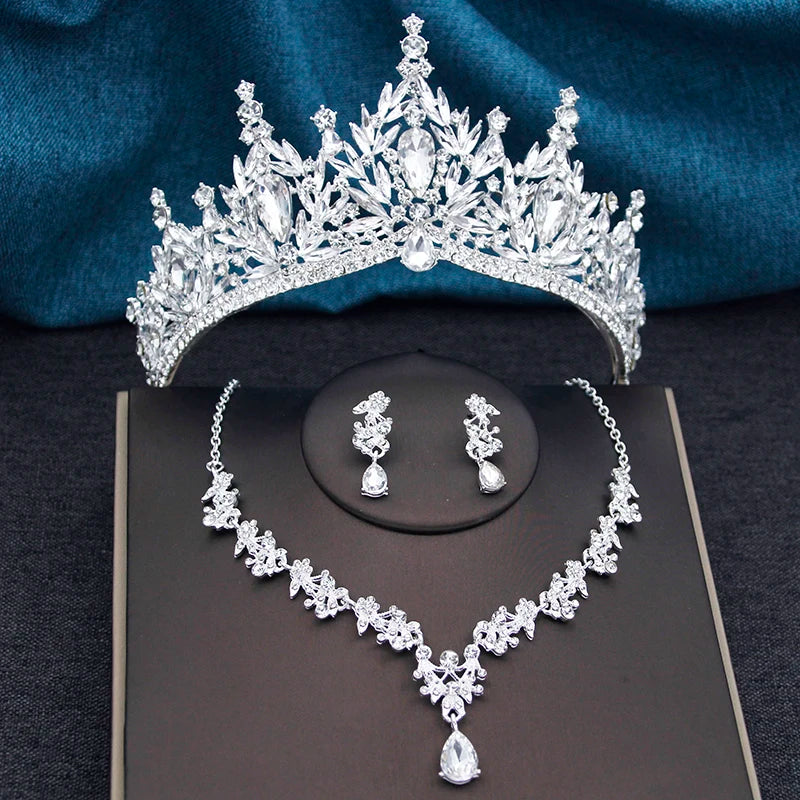 Blush Royalty - Pink Crystal Wedding Tiara & Bridal Set
