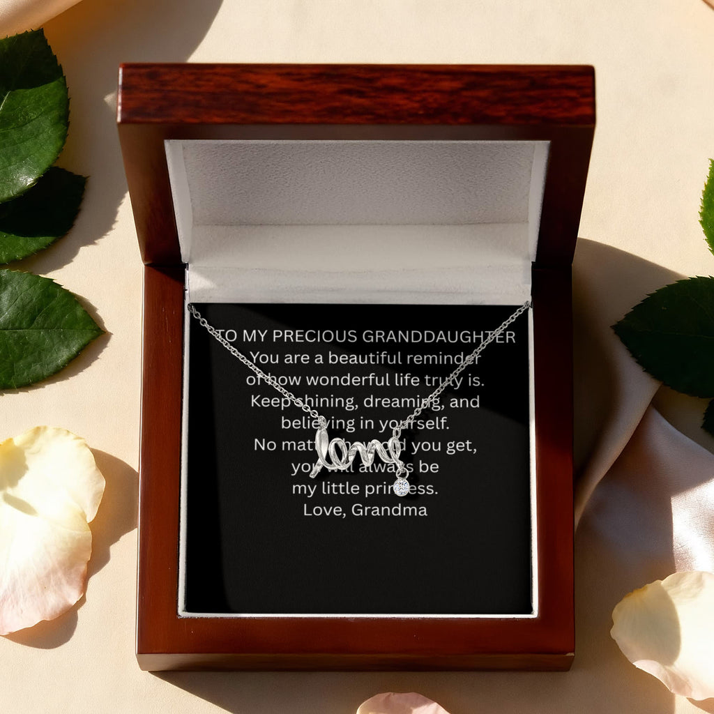 To My Precious Granddaughter  Scripted Love Necklace Gift Box