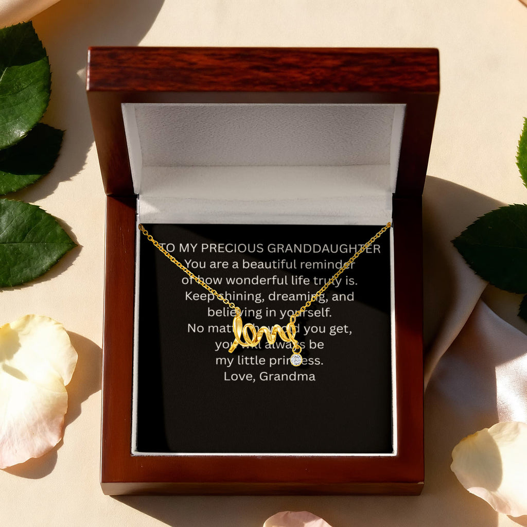 To My Precious Granddaughter  Scripted Love Necklace Gift Box