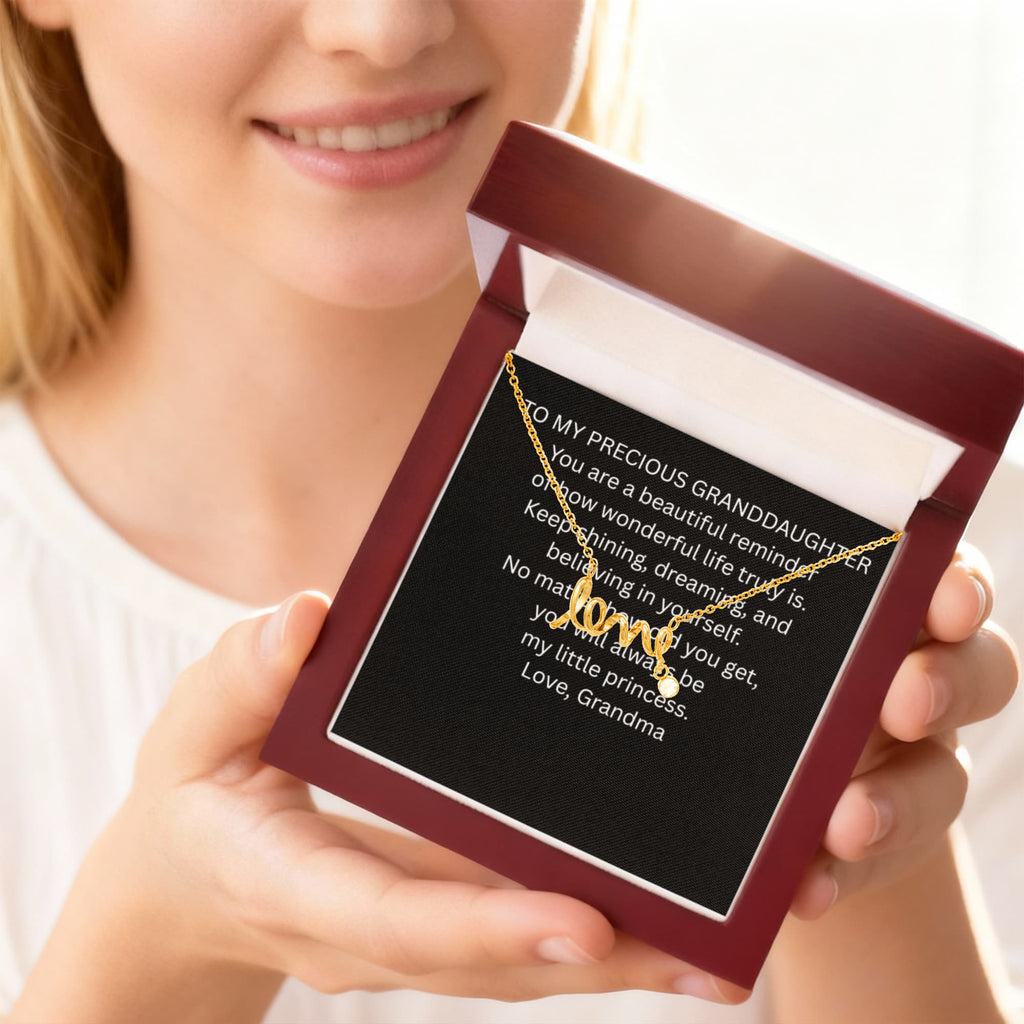 To My Precious Granddaughter  Scripted Love Necklace Gift Box
