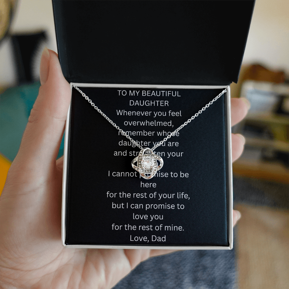 To My Beautiful Daughter Love Knot Necklace Gift Box