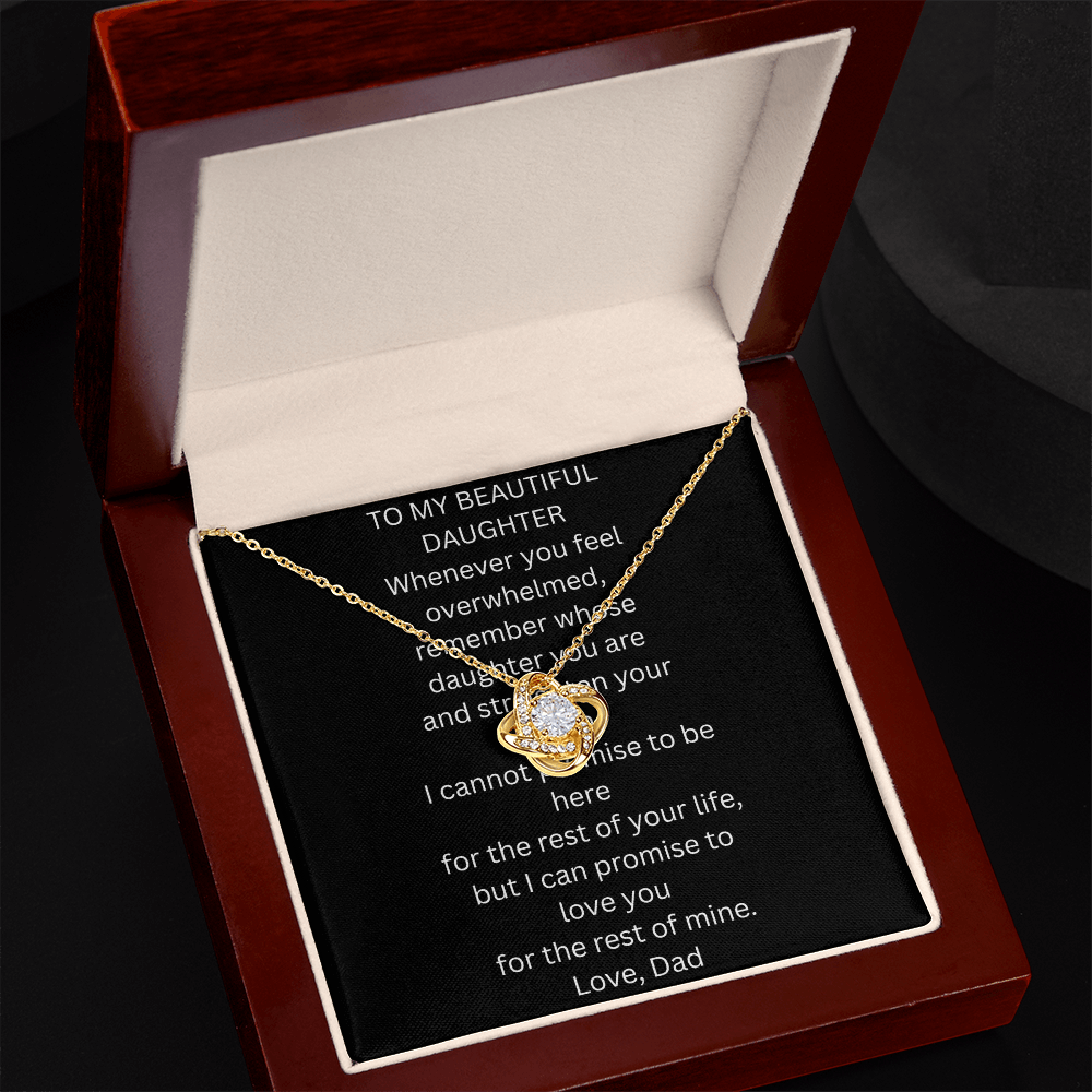 To My Beautiful Daughter Love Knot Necklace Gift Box