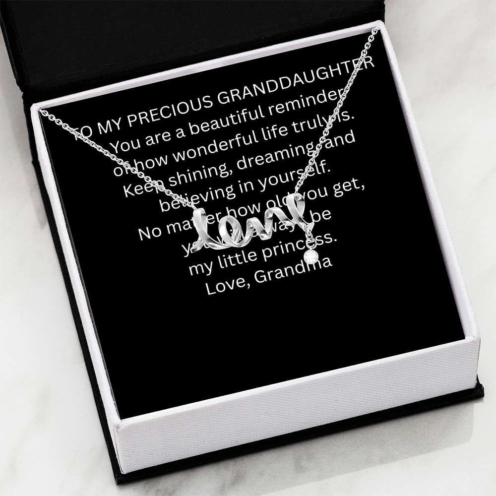 To My Precious Granddaughter  Scripted Love Necklace Gift Box