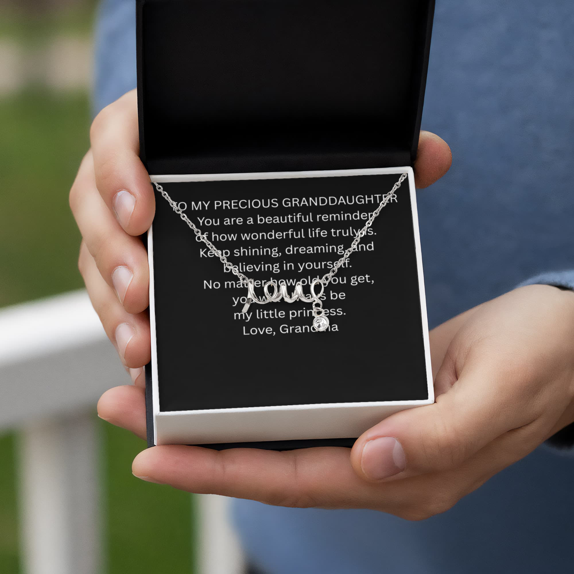 To My Precious Granddaughter  Scripted Love Necklace Gift Box
