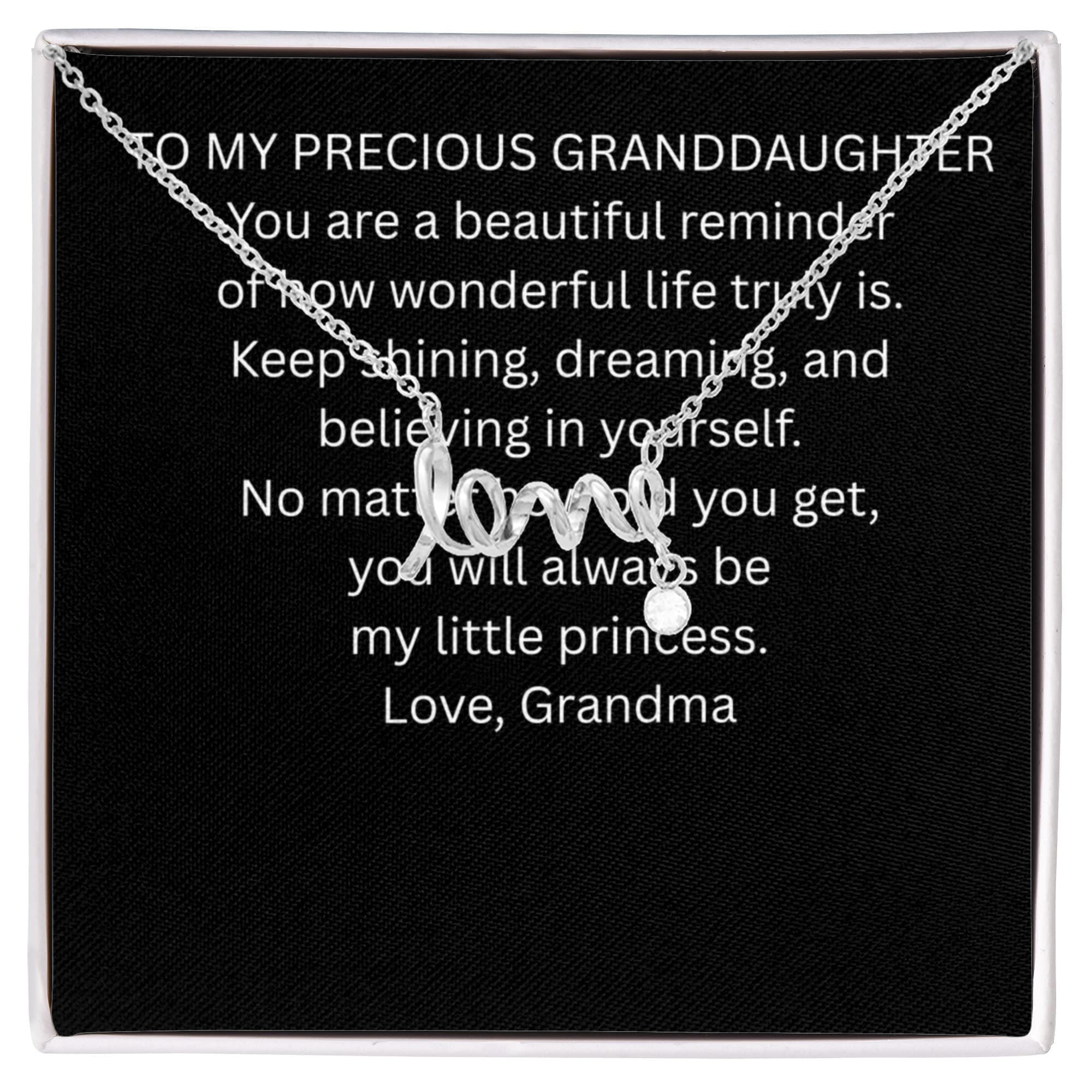 To My Precious Granddaughter  Scripted Love Necklace Gift Box