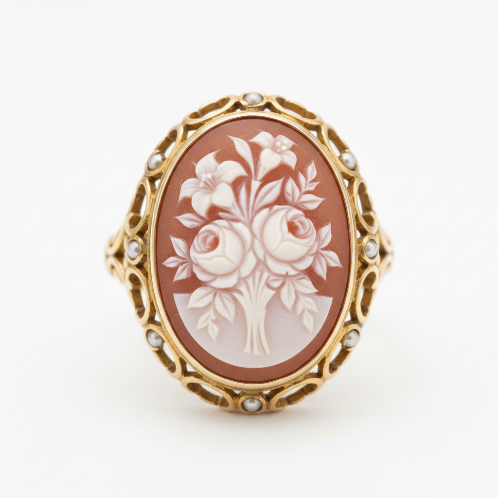 Vintage Floral Cameo Ring