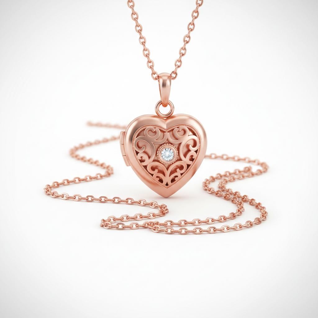 Rose Gold Heart Locket Necklace